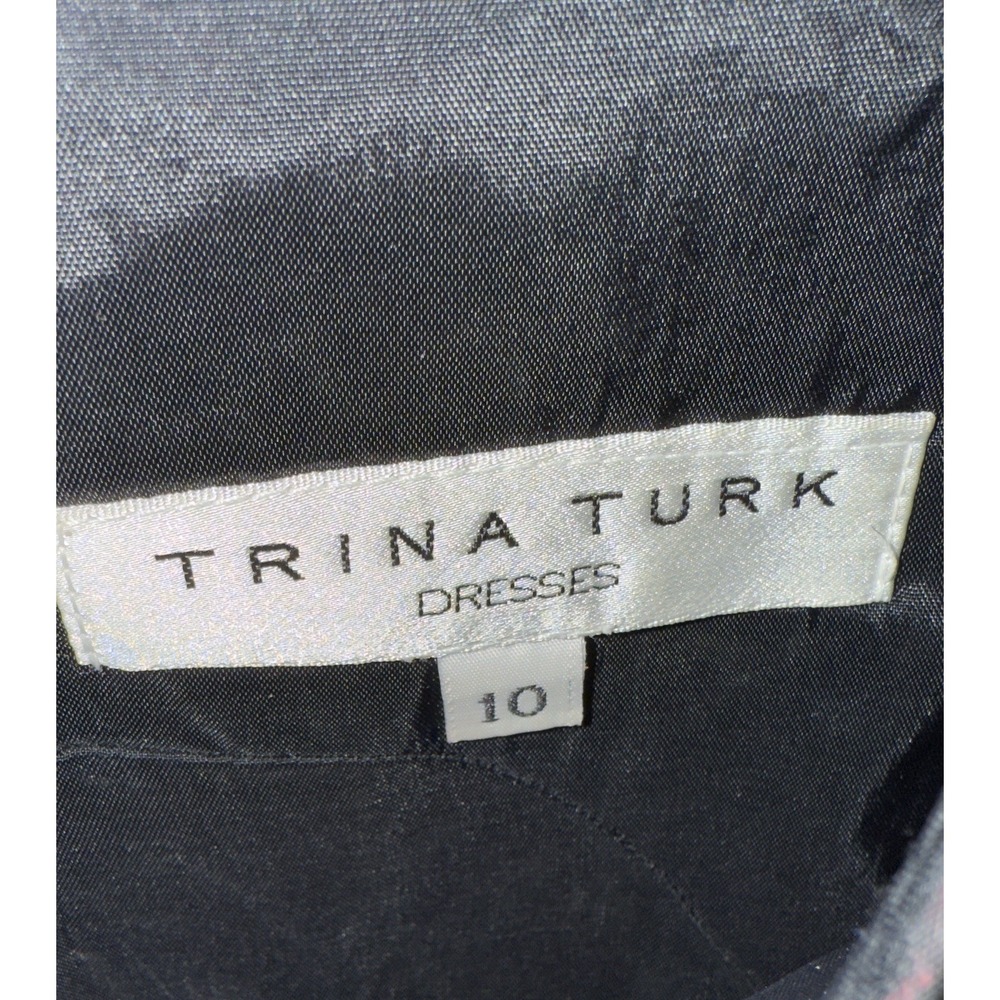 Trina Turk Leko Dress Size 10 Geo Mod Black-Pink Fully-lined Luxury Fashionable - Picture 3 of 5